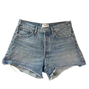 Agolde Parker Long Jean Shorts in Wheel Distressed Button Fly - Size 27